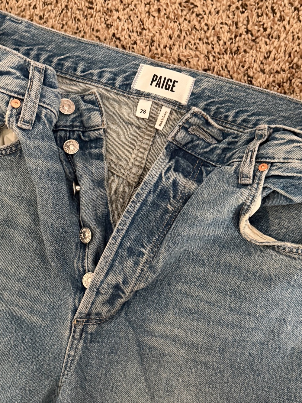PAIGE ‘Arellia’ Light Wash Wide-Leg High-Rise Jeans Size 28 - Picture 3 of 4